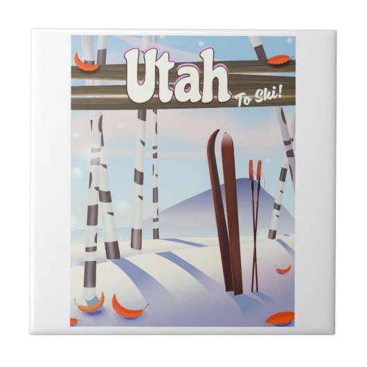 Utah zum Skifahren! Fliese (Vorderseite)