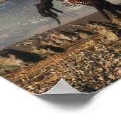 Utahraptor Dinosaurier in der Wüste - 3D-Rendering Poster (Ecke)