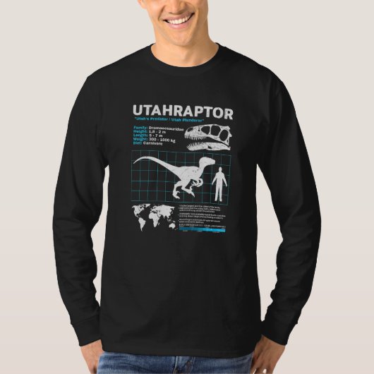Utahraptor fact sheet Dinosaur Facts T-Shirt (Vorderseite)