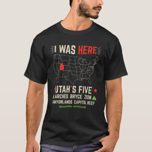 Utahs Five National Parks Souvenir US Karte Moab U T-Shirt