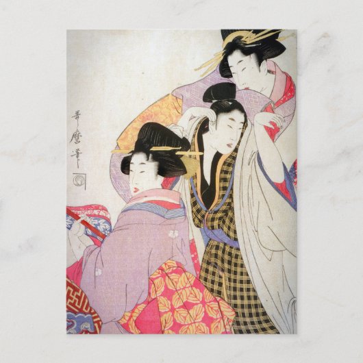 Utamaro Geishas mit Tipsy Client Postkarte (Vorderseite)