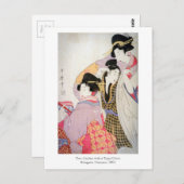 Utamaro Geishas mit Tipsy Client Postkarte (Vorne/Hinten)