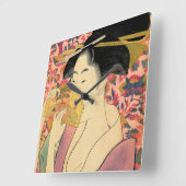 Utamaro: Kushi (Comb). Quadratische Wanduhr (Winkel)