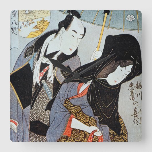Utamaro: Lovers, 1797 Quadratische Wanduhr (Vorderseite)