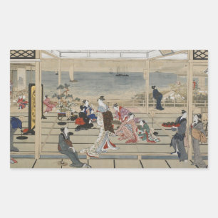 Utamaro’s japanische Kunstaufkleber Rechteckiger Aufkleber