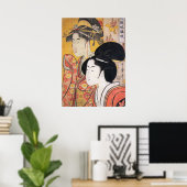 Utamaro Zwei Beauties mit Bamboo Poster (Heimbüro)