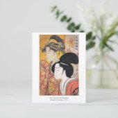 Utamaro Zwei Beauties mit Bamboo Postkarte (Stehend Vorderseite)