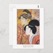 Utamaro Zwei Beauties mit Bamboo Postkarte (Vorne/Hinten)