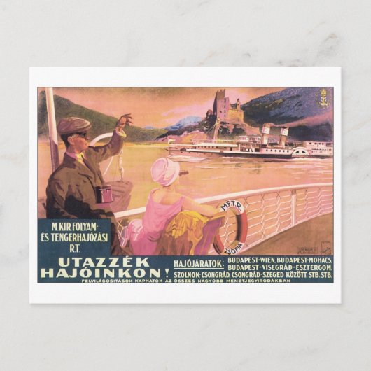 Utazzek Hajoinkon Budapest Travel Poster Postkarte (Vorderseite)