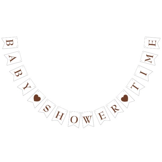 Ute braune Herzen Baby Dusche Zeit bunte Flaggen (Alle)