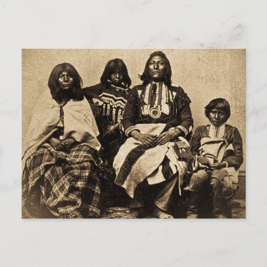 Ute Family Vintag Stereoview Sepia Postkarte (Vorderseite)