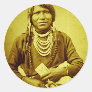 Ute-Indianer mit Pistole Vintage-Stereoansicht Runder Aufkleber