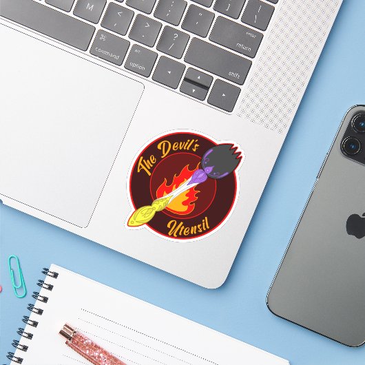 Utensil des Teufels - Satanischer nichtbinärer Spo Aufkleber (Laptop mit iPhone)