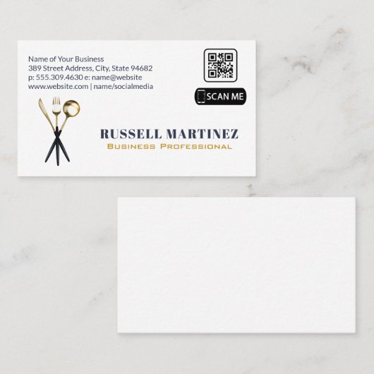 Utensils | QR Code Business Card Visitenkarte (Vorne/Hinten)