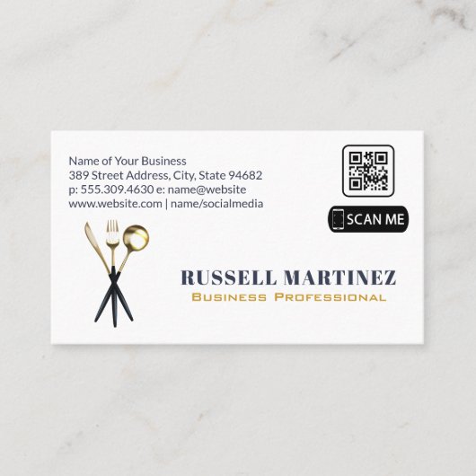 Utensils | QR Code Business Card Visitenkarte (Vorderseite)
