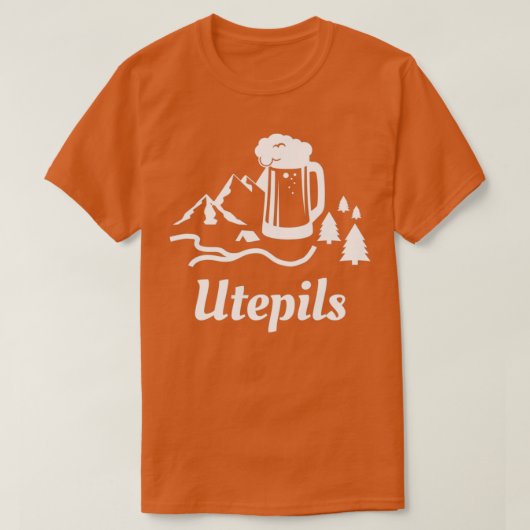 Utepils trinken Bier in norwegischem Wort T-Shirt (Design vorne)