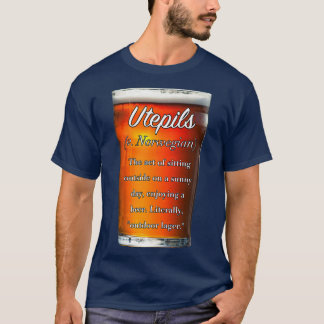 Utepils unübersetzbares Wortbier an einem sonnigen T-Shirt