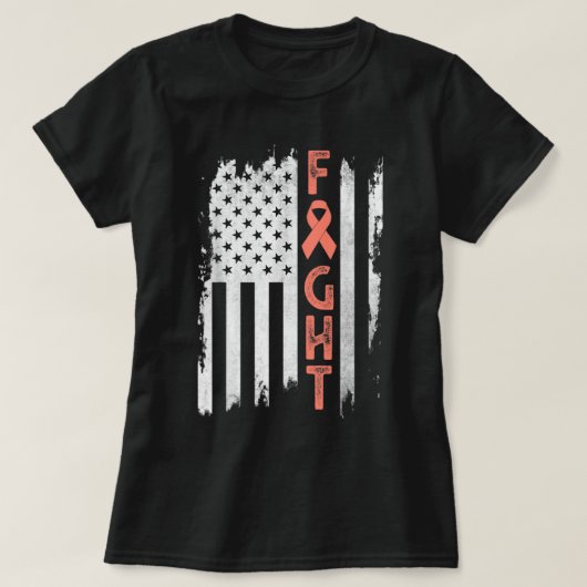 Uterine Cancer Awareness Peach Ribbon Endometrial T-Shirt (Design vorne)