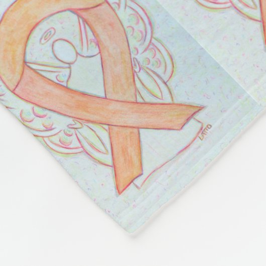 Uterine Cancer Awareness Ribbon Fleece Blankets (Ecke)