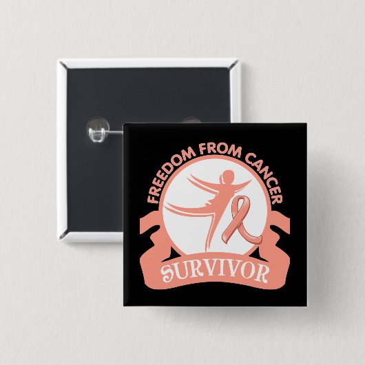 Uteriner Krebs - Freiheit vom Krebs-Überlebenden Button (Vorne & Hinten)
