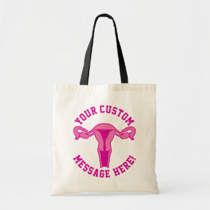 Uterus Graphic + Benutzerdefinierter Text Tragetasche