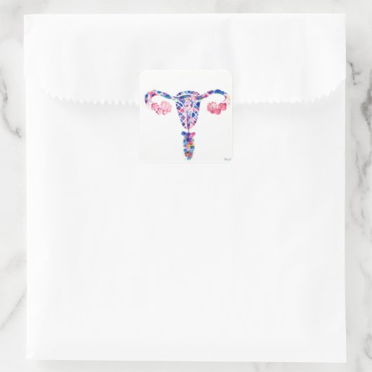 Uterus Quadratischer Aufkleber (Tasche)