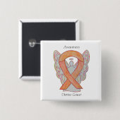 Uteruskrebs Engel Awareness Ribbon Buttone Button (Vorne & Hinten)