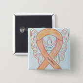 Uteruskrebs Engel Awareness Ribbon Buttone Button (Vorne & Hinten)