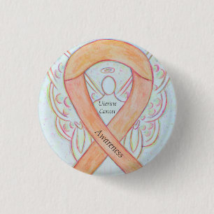 Uteruskrebs Engel Bewusstsein Custom Ribbon Button