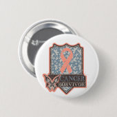 Uteruskrebs Überleben Vintager Schmetterling Button (Vorne & Hinten)