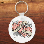 Uteruskrebs-Überlebende mit zwei Herz Schlüsselanhänger (Vorderseite)