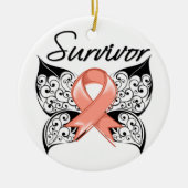 Uteruskrebsüberlebung Schmetterling Keramikornament (Vorne)