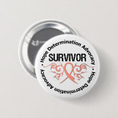 Uteruskrebsüberlebung Tribal Ribbon Button (Vorne & Hinten)