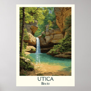 Utica Illinois Vintag Starved Rock Waterfall Kunst Poster
