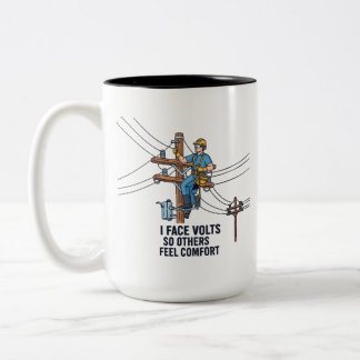 Utility Power Line Worker Courage Quote Hero Zweifarbige Tasse