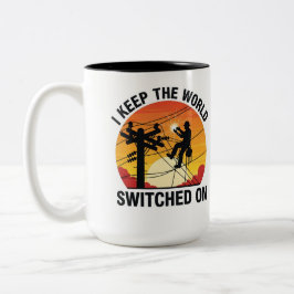 Utility Worker Gift Switched On Electrical Lineman Zweifarbige Tasse