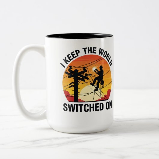 Utility Worker Gift Switched On Electrical Lineman Zweifarbige Tasse (Links)