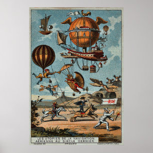 Utopisches Flugmaschinen ~ 1890 1900 Poster