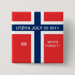 UTOYA 22. JULI 2011 "69" NIE VERGESSEN BUTTON