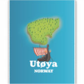 Utøya Norwegen Reiseplakat Aufkleber (Vorderseite)