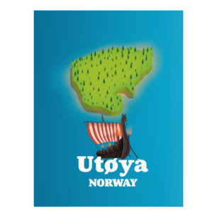Utøya Norwegen Reiseplakat Fotodruck
