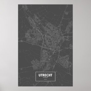 Utrecht, die Niederlande (weiß auf Schwarzem) Poster