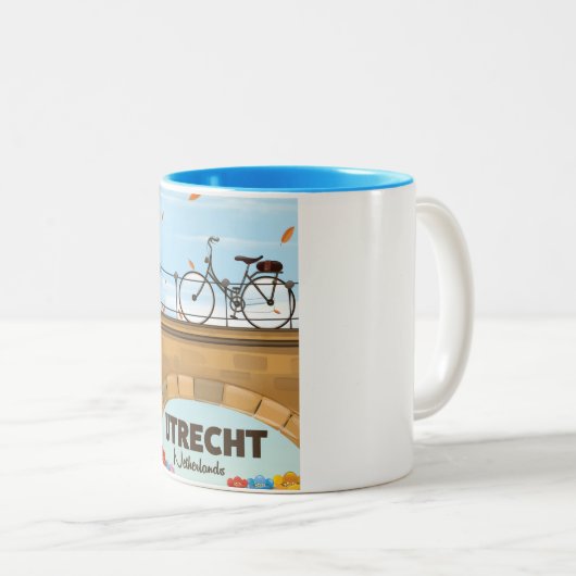 Utrecht Niederlande Ferienplakat. Zweifarbige Tasse (VorderseiteRechts)