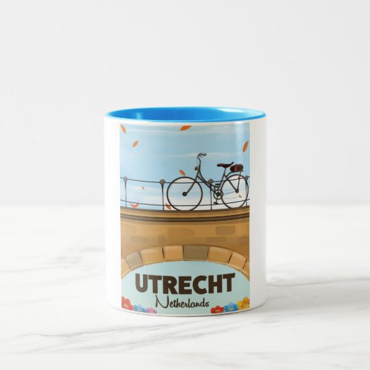 Utrecht Niederlande Ferienplakat. Zweifarbige Tasse (Mittel)