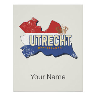 Utrecht Niederlande Karte Niederländisch Vintag So Poster