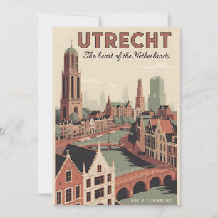 Utrecht Niederlande Retro-Silhouette Stadtansicht Feiertagskarte