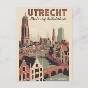 Utrecht Niederlande Retro-Silhouette Stadtansicht Postkarte