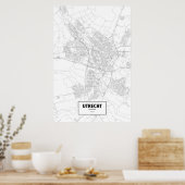 Utrecht, Niederlande (schwarz auf weiß) Poster (Küche)