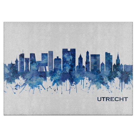 Utrecht Niederlande Skyline Blue Schneidebrett (Vorderseite)
