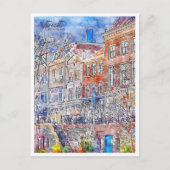 Utrecht Niederlande Vintage Reise Aquarell Postkarte (Vorderseite)